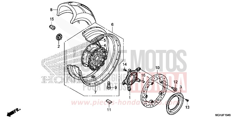 ROUE ARRIERE de VFR1200X "Crosstourer" Méca PEARL GLARE WHITE (NHB53) 2018